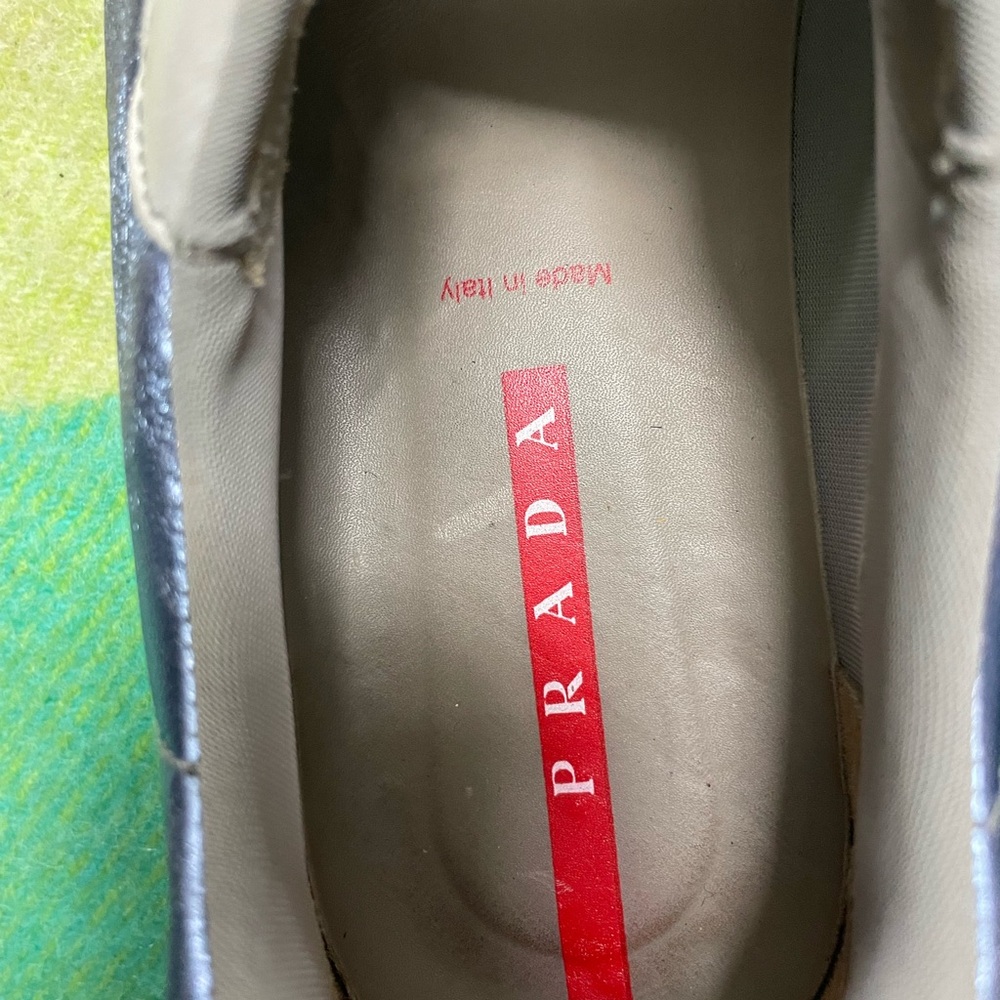 Prada Sport SS2000 technical cut-out slip-on trainers in a metallic blue/silver - Picture 8 of 9